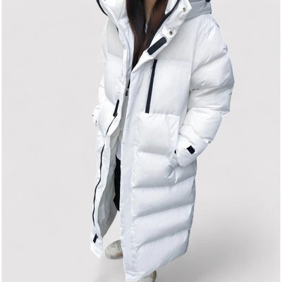 Black Puffer Jacket Women - Waterproof Long Hooded Parka Coat for Winter