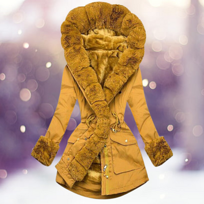 Cozy Women's Winter Jacket with Fur Lining and Hood for Cold Weather
