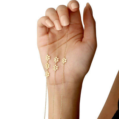 Customizable Gold Paw Charm Bracelet for Pet Lovers – Adjustable Stainless Steel Jewelry with Engraving Option