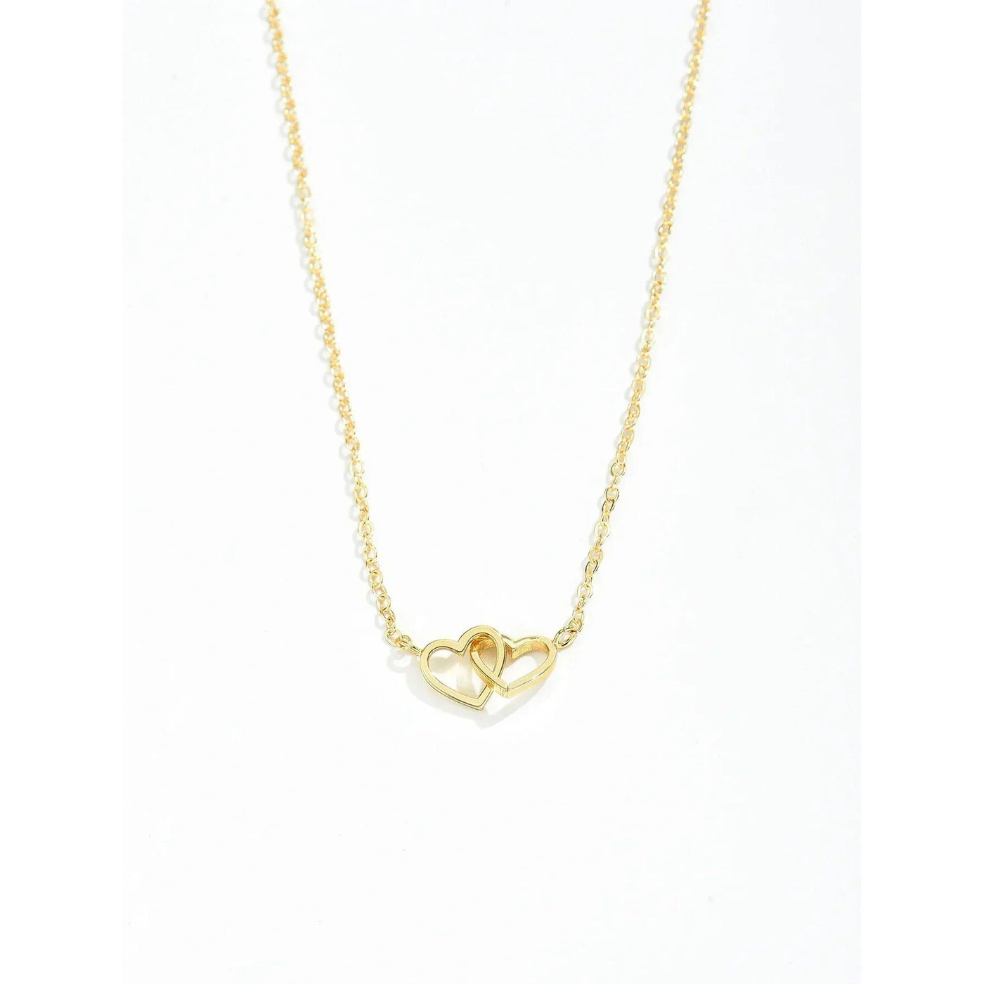 Double Heart Necklace in Gold Plating – Elegant Interlocking Design for Women, Lightweight and Versatile for Any Occasion 1