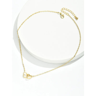 Double Heart Necklace in Gold Plating – Elegant Interlocking Design for Women, Lightweight and Versatile for Any Occasion 2