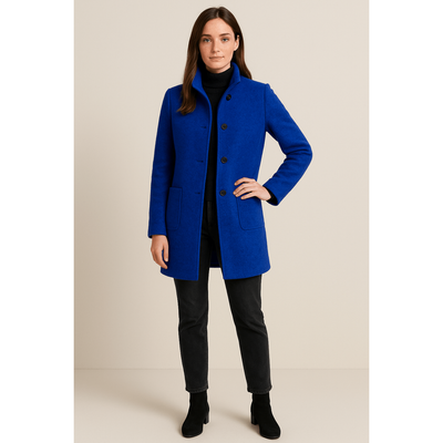 Elara - Women's Wool Blend Coat with Stand Collar and Pockets for Winter