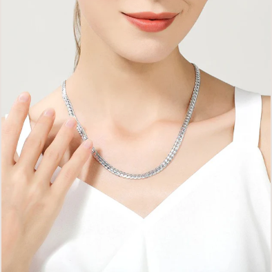 Elegant 925 Sterling Silver Chain Necklace for Women – Timeless Design for Weddings and Everyday Wear