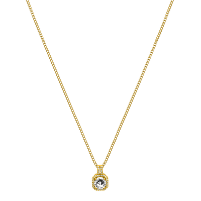 Elegant Gold Necklace with Diamond Accents and Center Stone – Timeless Pendant Jewelry for Special Occasions 0