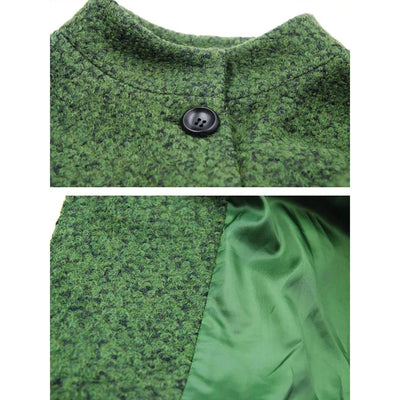 Elegant Plus Size Women's Wool Coat - Casual Loose Winter Coat with High Neck