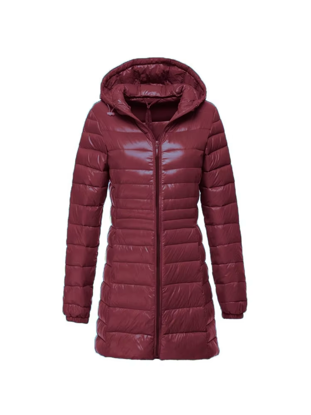 Elegant Women's Long Hooded Puffer Jacket for Winter Warmth & Comfort