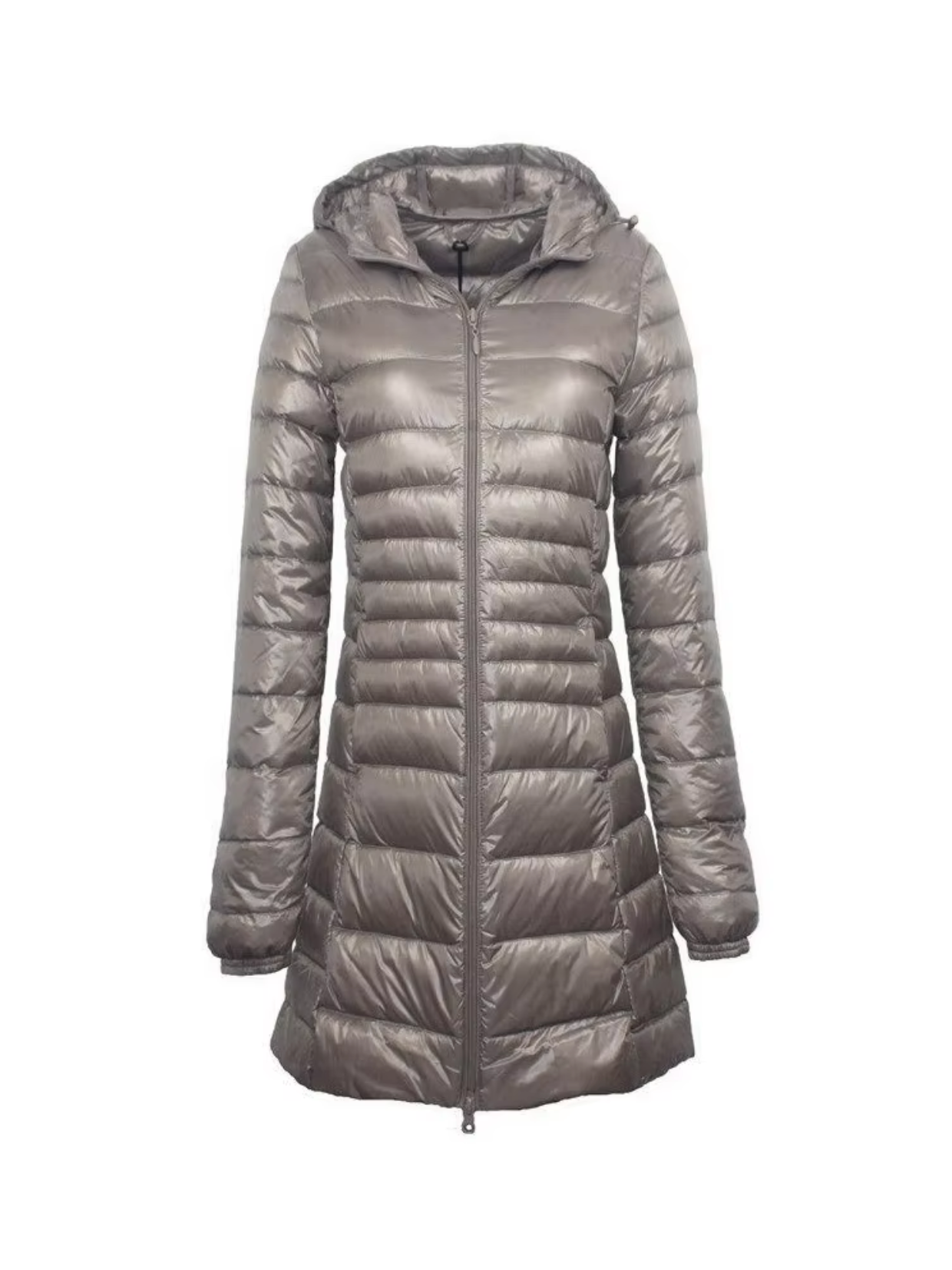 Elegant Women's Long Hooded Puffer Jacket for Winter Warmth & Comfort