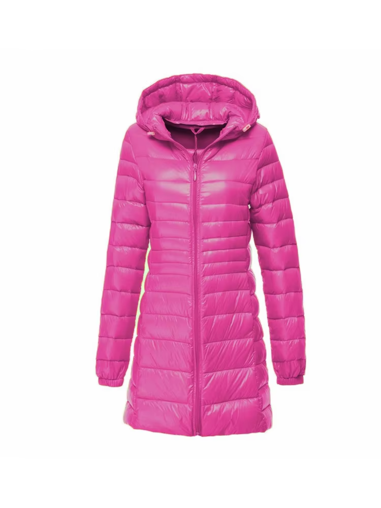 Elegant Women's Long Hooded Puffer Jacket for Winter Warmth & Comfort