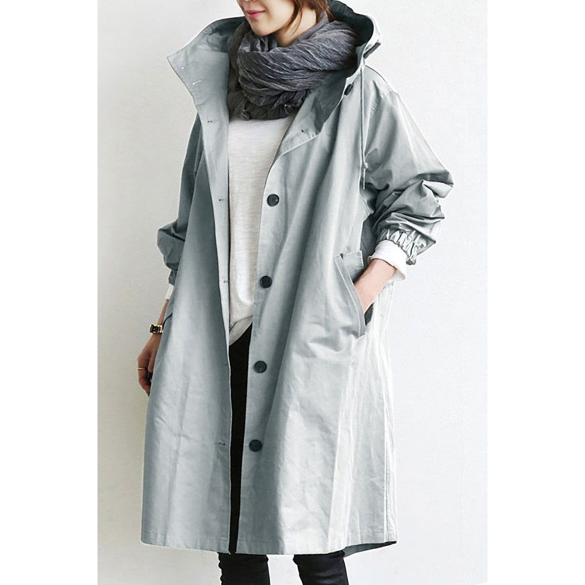 Elegant Women's Waterproof Hooded Trench Coat - Stylish & Functional Rain Jacket