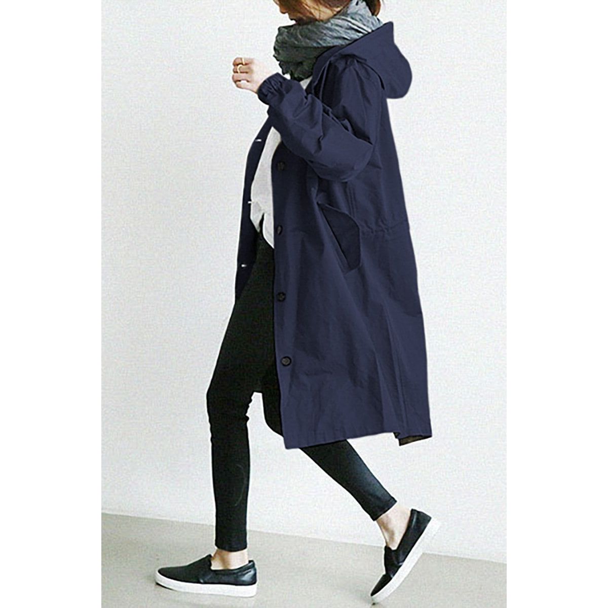 Elegant Women's Waterproof Hooded Trench Coat - Stylish & Functional Rain Jacket