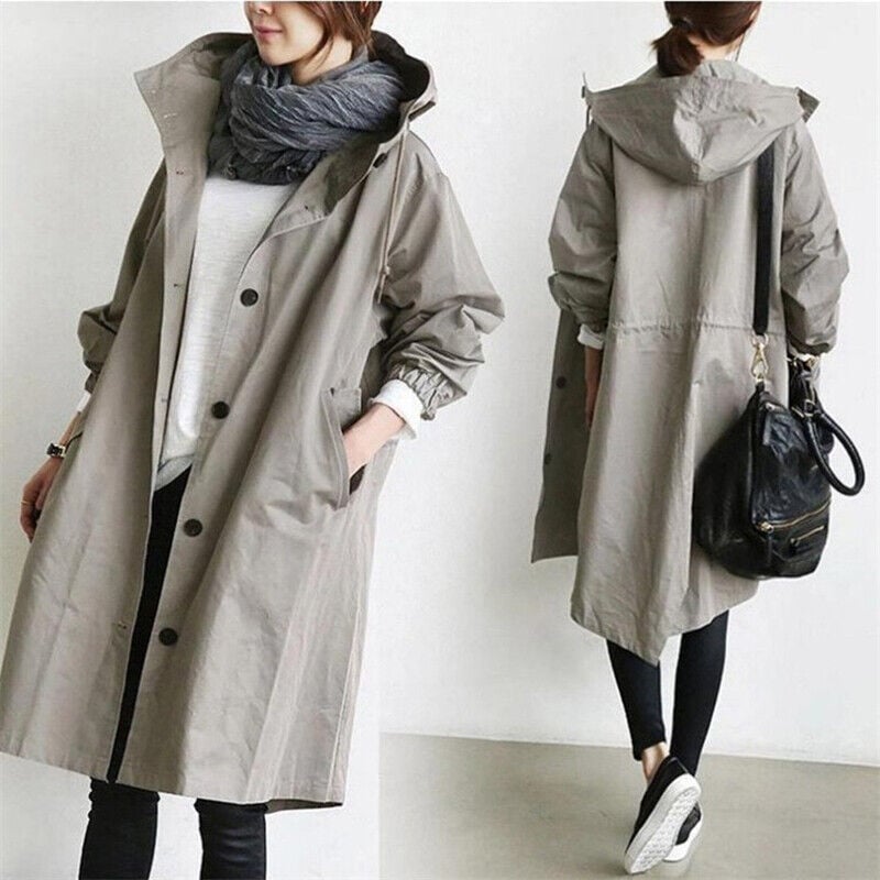 Elegant Women's Waterproof Hooded Trench Coat - Stylish & Functional Rain Jacket