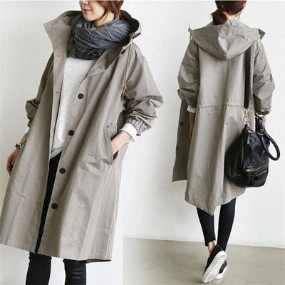 Elegant Women's Waterproof Hooded Trench Coat - Stylish & Functional Rain Jacket