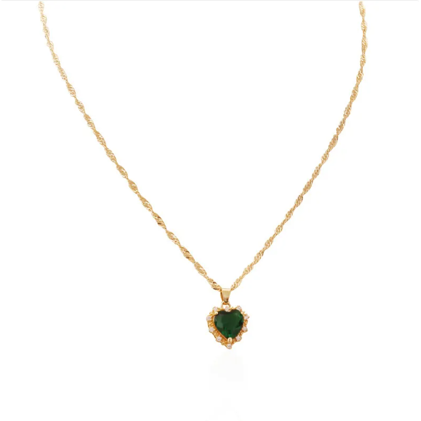 Emerald Pendant Necklace with Pear-Shaped Stone – Elegant Gold Jewelry for Women, Perfect for Any Occasion 0