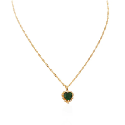 Emerald Pendant Necklace with Pear-Shaped Stone – Elegant Gold Jewelry for Women, Perfect for Any Occasion 1