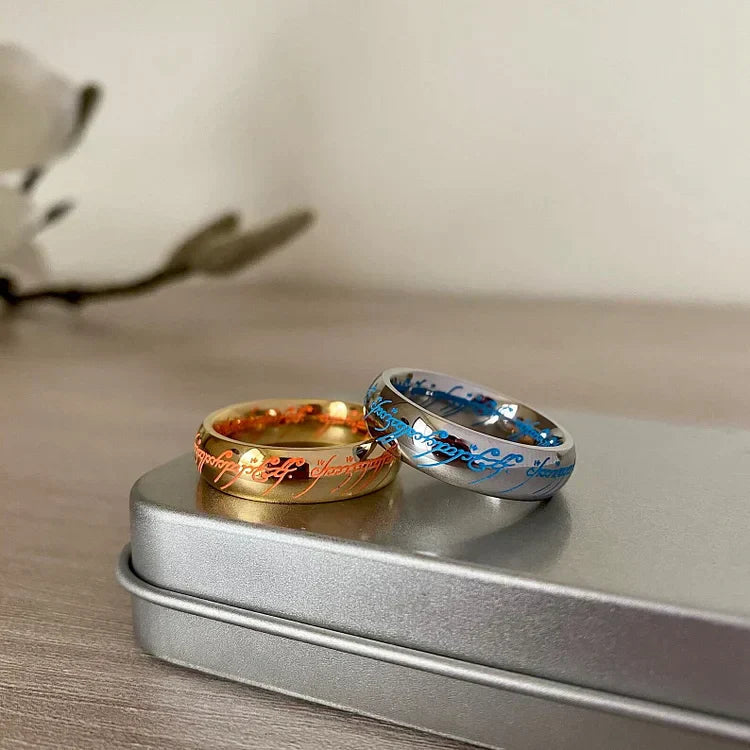 Glow in the Dark Jewelry Ring with Engraved Mantra – Luminous Nickel-Free Alloy Design