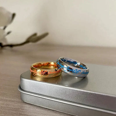 Glow in the Dark Jewelry Ring with Engraved Mantra – Luminous Nickel-Free Alloy Design