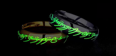 Glow in the Dark Jewelry Ring with Engraved Mantra – Luminous Nickel-Free Alloy Design