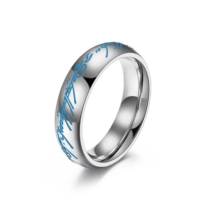 Glow in the Dark Jewelry Ring with Engraved Mantra – Luminous Nickel-Free Alloy Design