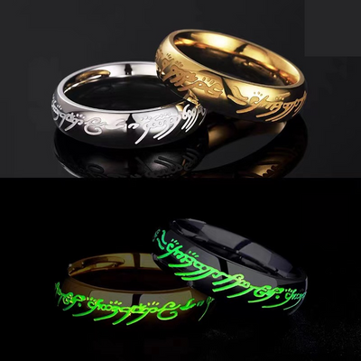 Glow in the Dark Jewelry Ring with Engraved Mantra – Luminous Nickel-Free Alloy Design