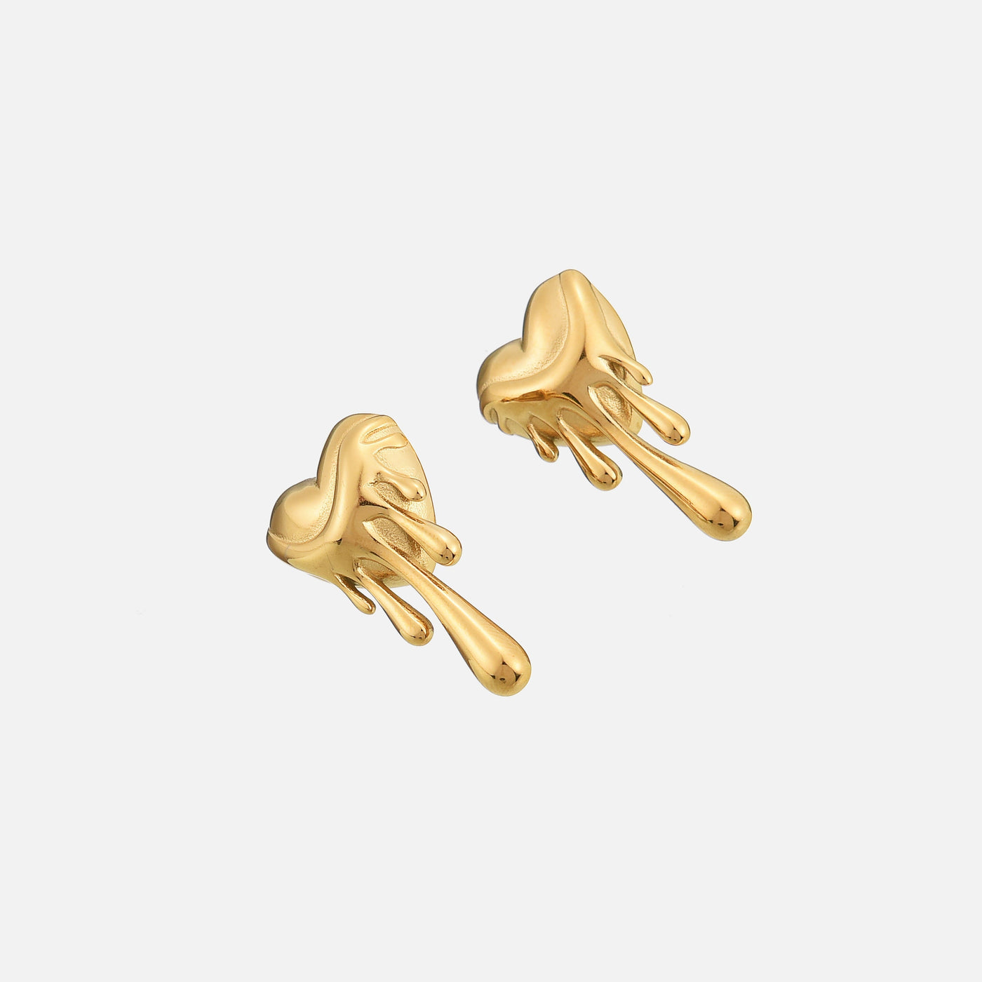 Gold Heart Earrings for Women - Dripping Design, Lightweight Contemporary Jewelry