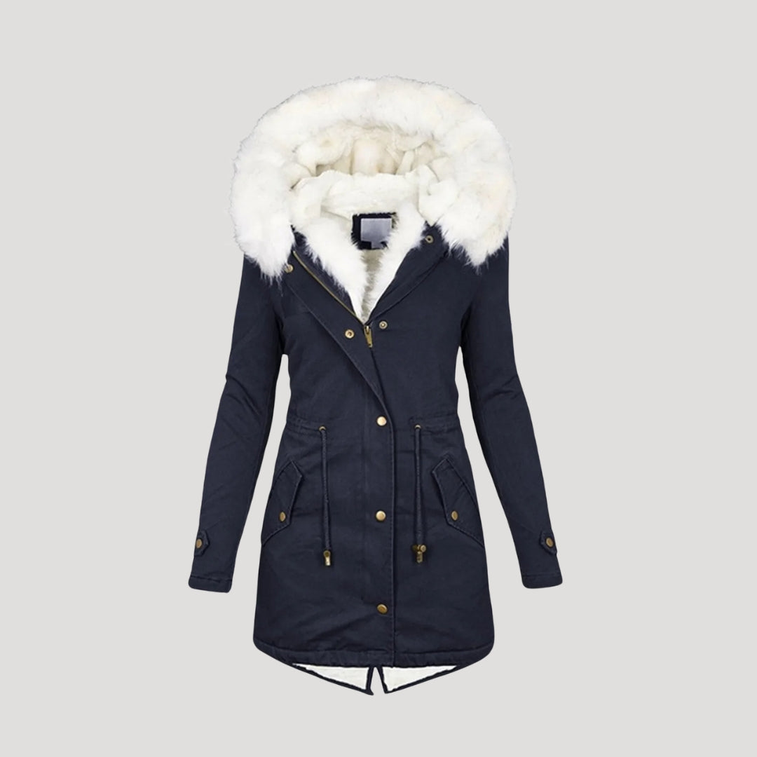 Premium Women's Parka Jacket with Faux Fur Hood & Adjustable Belt