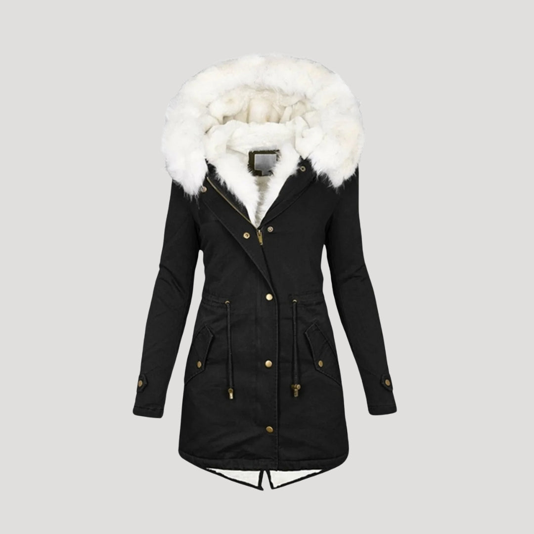 Premium Women's Parka Jacket with Faux Fur Hood & Adjustable Belt
