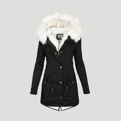 Premium Women's Parka Jacket with Faux Fur Hood & Adjustable Belt