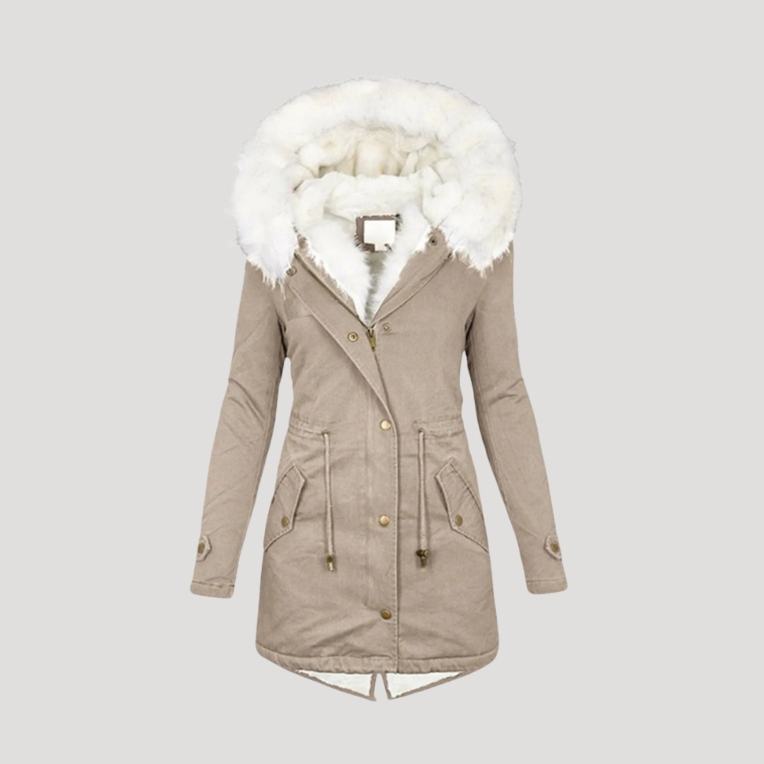 Premium Women's Parka Jacket with Faux Fur Hood & Adjustable Belt