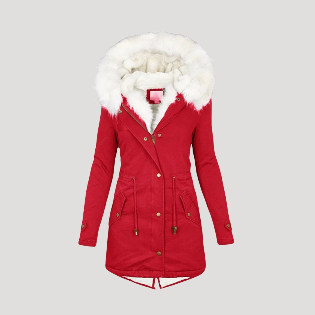 Premium Women's Parka Jacket with Faux Fur Hood & Adjustable Belt