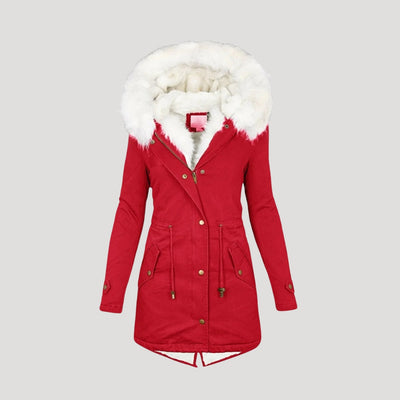 Premium Women's Parka Jacket with Faux Fur Hood & Adjustable Belt