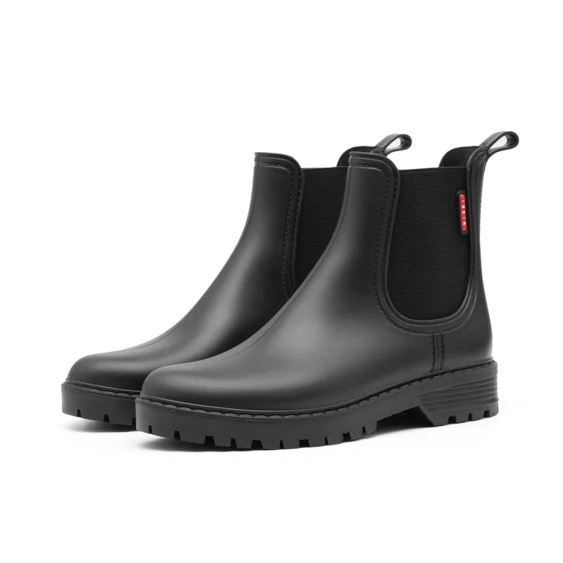 Stylish Women's Black Chelsea Boots - Waterproof Design with Slip-Resistant Sole