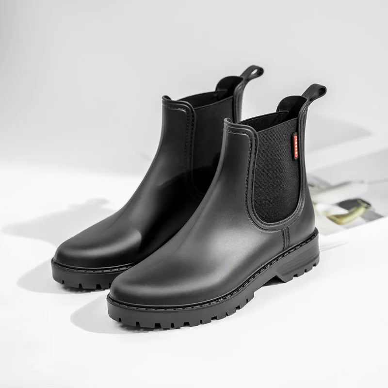 Stylish Women's Black Chelsea Boots - Waterproof Design with Slip-Resistant Sole