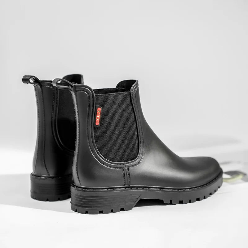 Stylish Women's Black Chelsea Boots - Waterproof Design with Slip-Resistant Sole