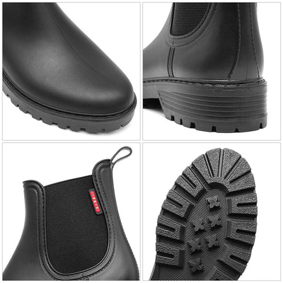 Stylish Women's Black Chelsea Boots - Waterproof Design with Slip-Resistant Sole