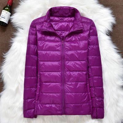 Ultralight Down Puffer Jacket Women with Hood, Foldable Design for Winter Coats