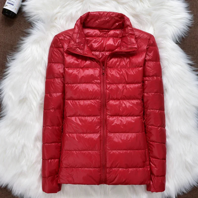 Ultralight Down Puffer Jacket Women with Hood, Foldable Design for Winter Coats