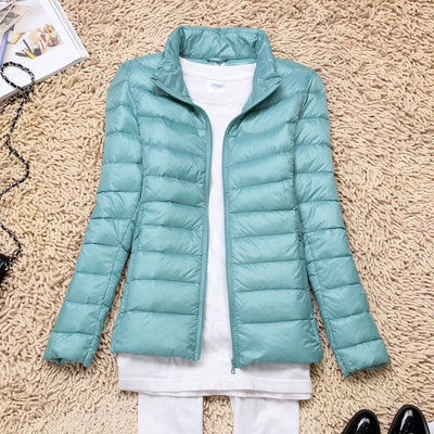 Ultralight Down Puffer Jacket Women with Hood, Foldable Design for Winter Coats