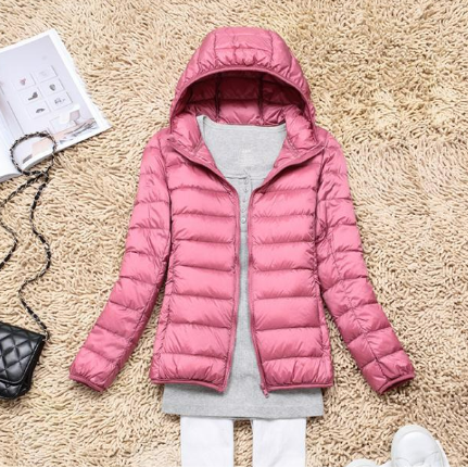 Ultralight Down Puffer Jacket Women with Hood, Foldable Design for Winter Coats