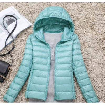 Ultralight Down Puffer Jacket Women with Hood, Foldable Design for Winter Coats
