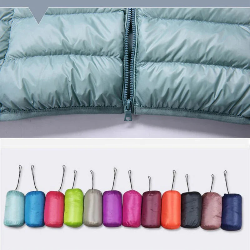 Ultralight Down Puffer Jacket Women with Hood, Foldable Design for Winter Coats