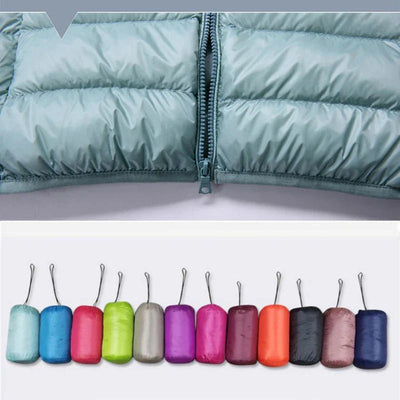 Ultralight Down Puffer Jacket Women with Hood, Foldable Design for Winter Coats