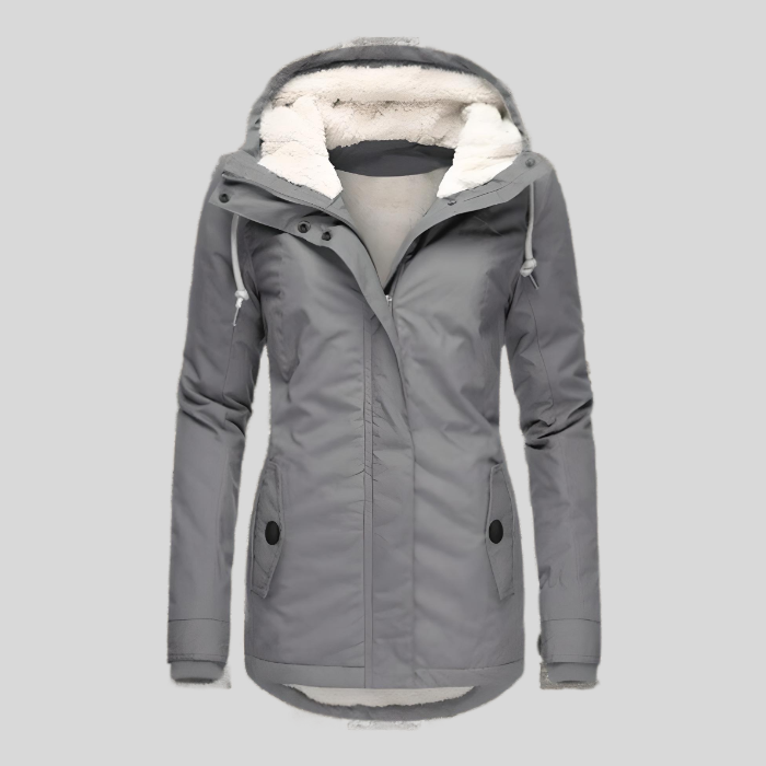 Waterproof Long Hooded Jacket for Women - Ladies Rain Jacket with Cozy Lining
