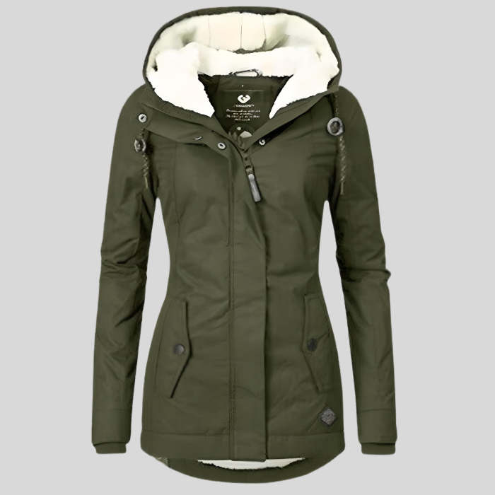 Waterproof Long Hooded Jacket for Women - Ladies Rain Jacket with Cozy Lining