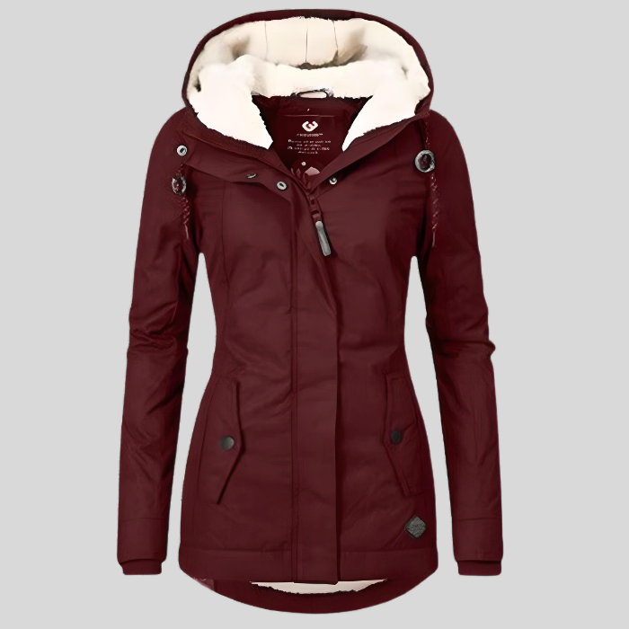 Waterproof Long Hooded Jacket for Women - Ladies Rain Jacket with Cozy Lining